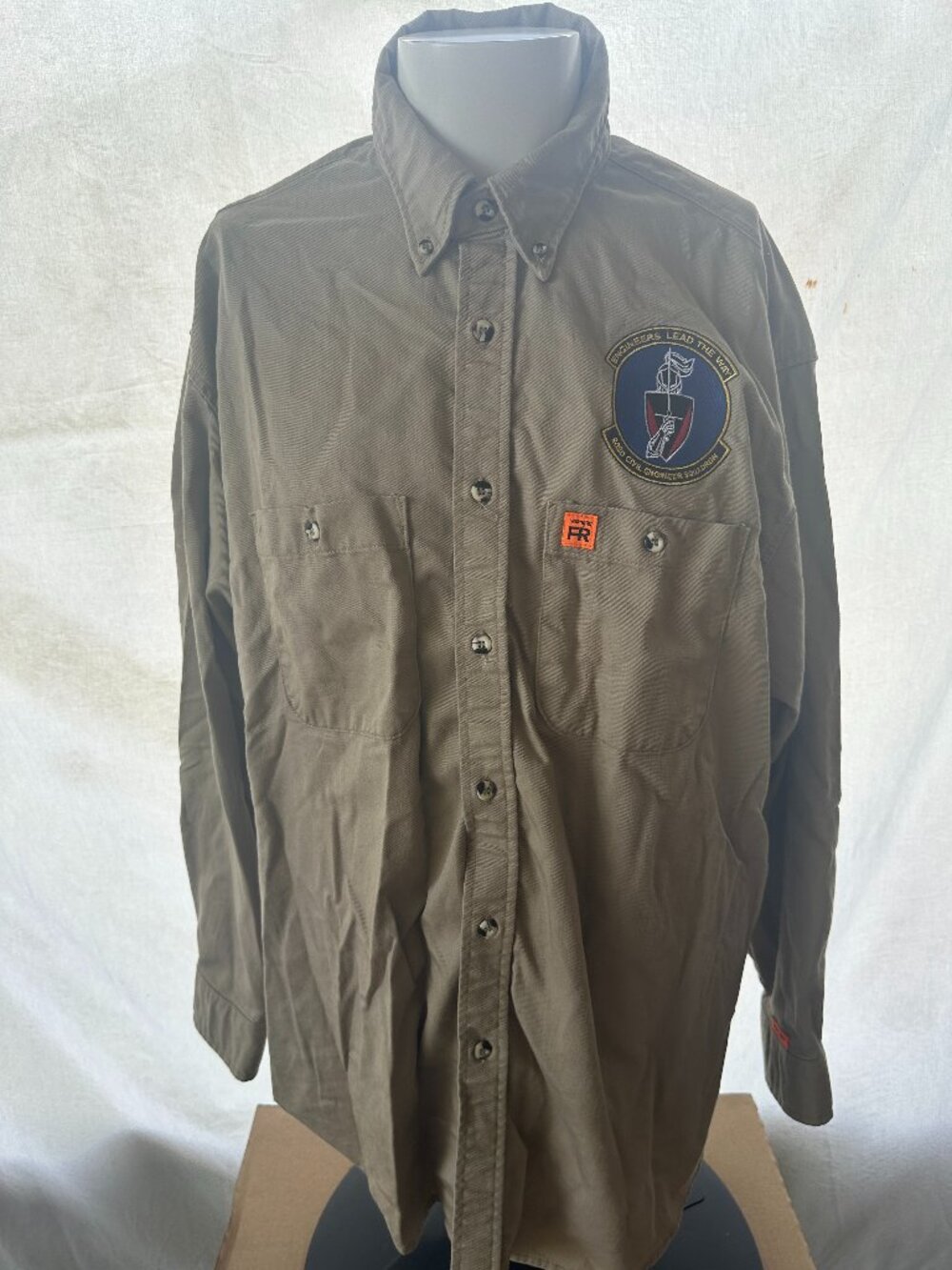 Wrangler FR Riggs Workwear Men's Brown Long Sleeve Button Front Work Shirt XL-Re